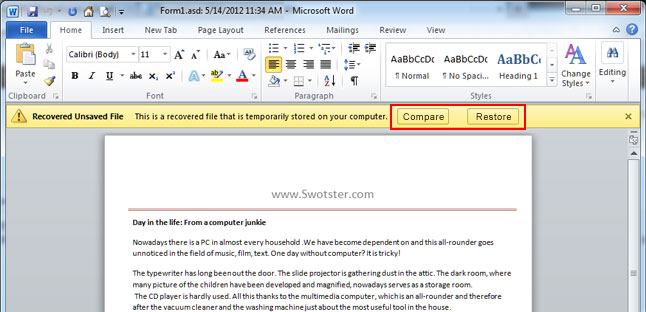 How To Restore An Unsaved Document In Microsoft Word