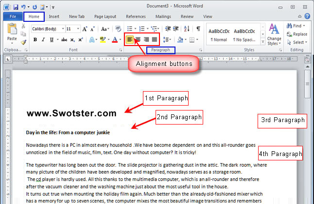 Lesson 25 Formatting Paragraphs And Pages 1 Swotster